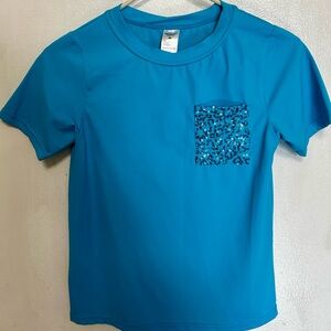 Weissman Teal Blue Dance Shirt with Sequin Pocket